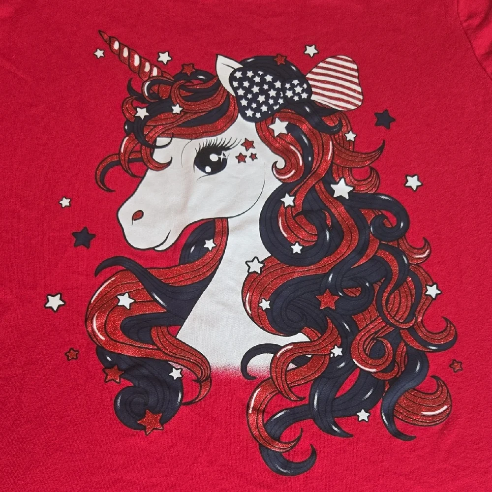 The Children's Place Red, White, And Blue Unicorn Tee